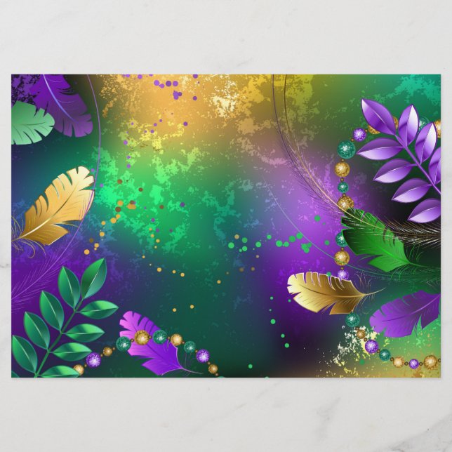 Mardi-Gras-Hintergrund mit Perlen Flyer (Vorne)
