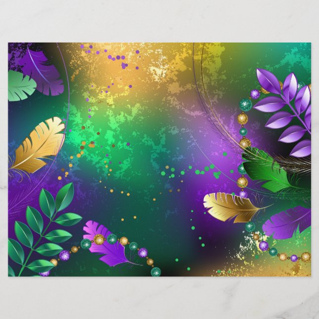Mardi-Gras-Hintergrund mit Perlen Flyer (Vorne)