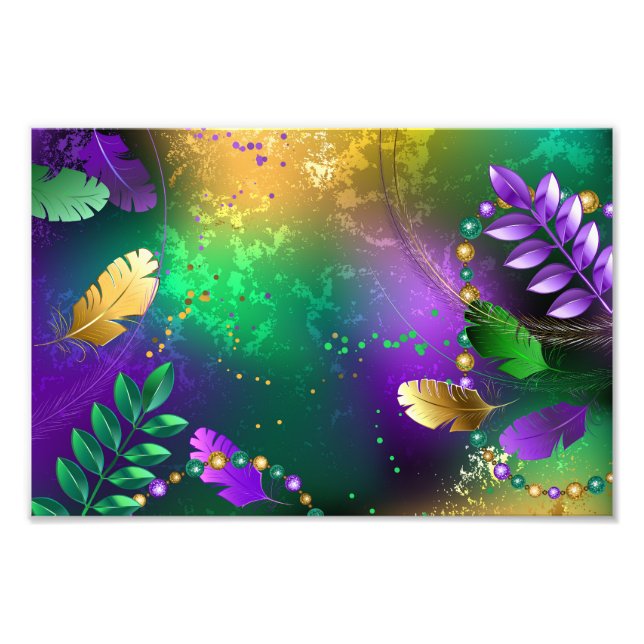 Mardi-Gras-Hintergrund mit Perlen Fotodruck (Vorne)