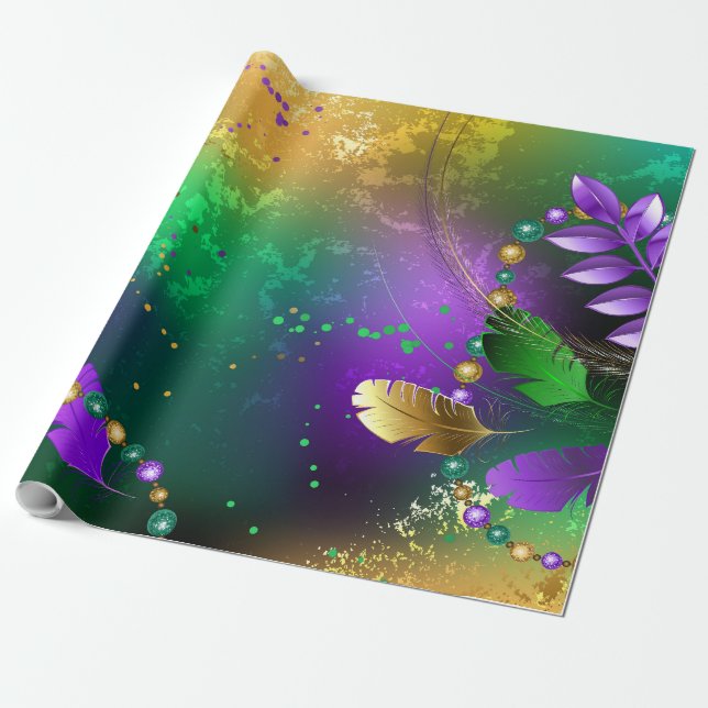 Mardi-Gras-Hintergrund mit Perlen Geschenkpapier (Ungerollt)