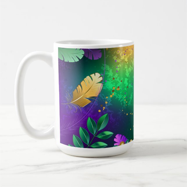Mardi-Gras-Hintergrund mit Perlen Kaffeetasse (Links)
