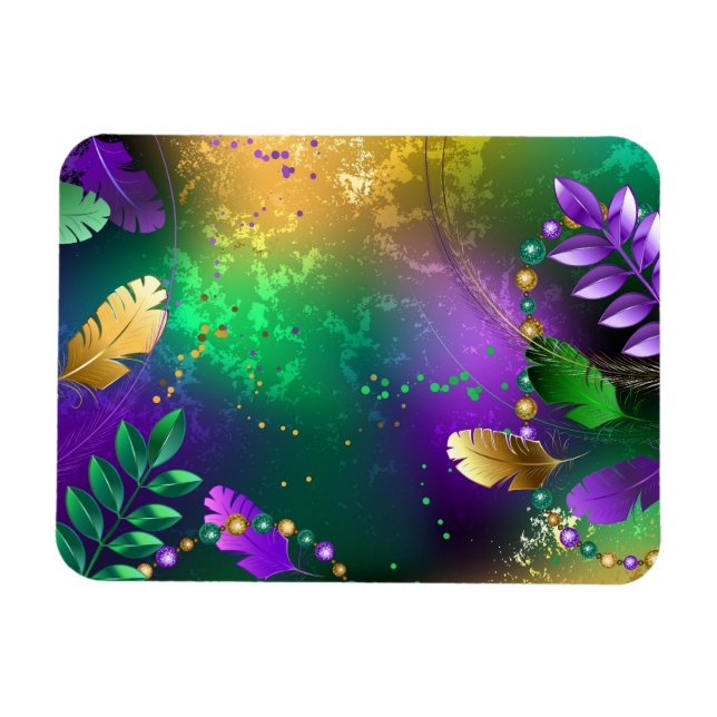 Mardi-Gras-Hintergrund mit Perlen Magnet (Horizontal)