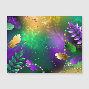 Mardi-Gras-Hintergrund mit Perlen Magnetkarte