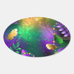 Mardi-Gras-Hintergrund mit Perlen Ovaler Aufkleber