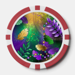 Mardi-Gras-Hintergrund mit Perlen Pokerchips
