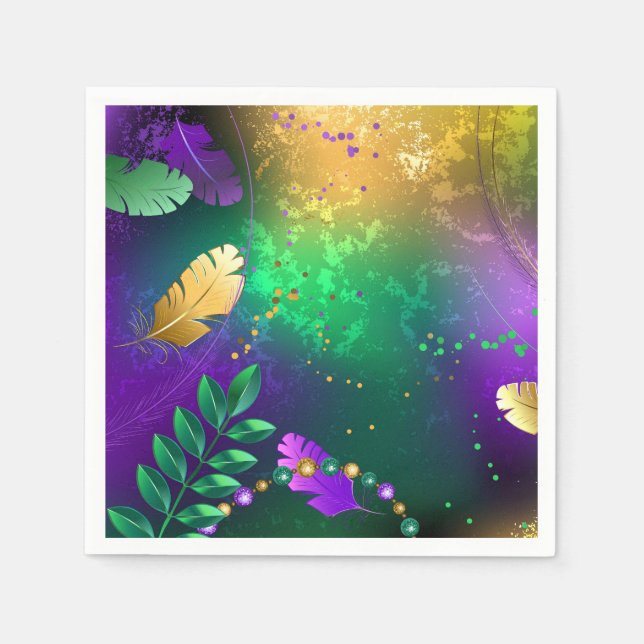 Mardi-Gras-Hintergrund mit Perlen Serviette (Vorderseite)