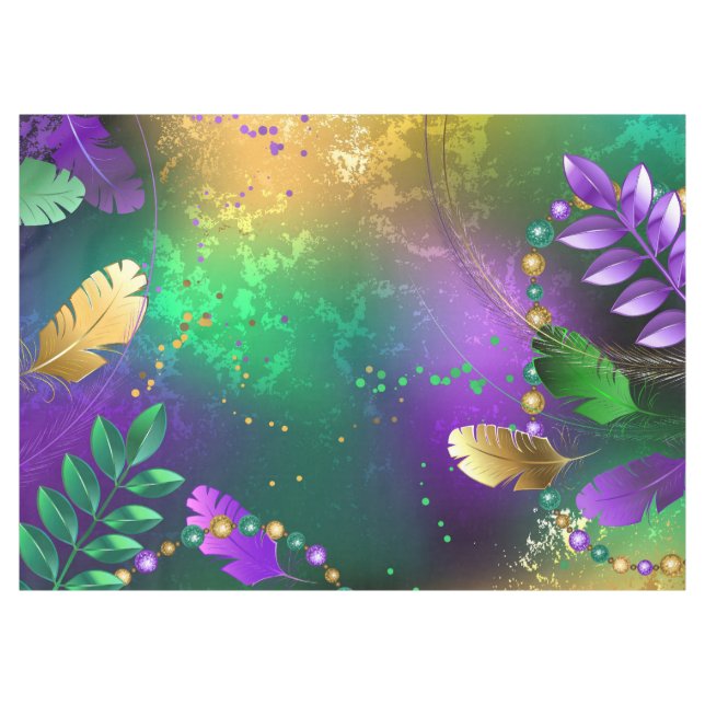 Mardi-Gras-Hintergrund mit Perlen Tischdecke (Vorderseite (Horizontal))
