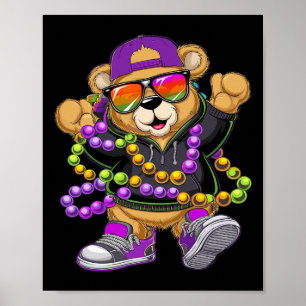 Mardi Gras Hip Hop Bär für Jungen Männer New Orlea Poster