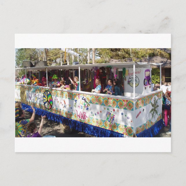 Mardi Gras Hippie Float Postkarte (Vorderseite)