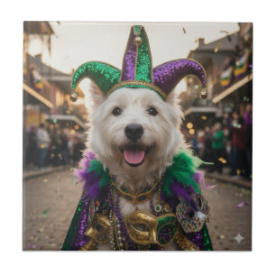 Mardi Gras-Hund-Narrenkostüm Fliese