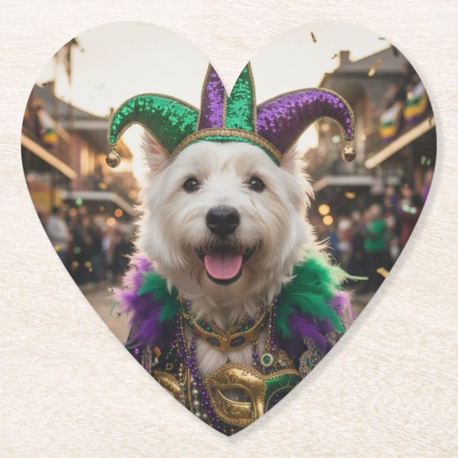 Mardi Gras-Hund-Narrenkostüm Untersetzer (Vorderseite)