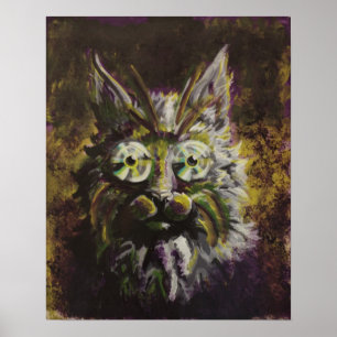 Mardi Gras - Hypnotic Cat Pop Surrealismus Poster