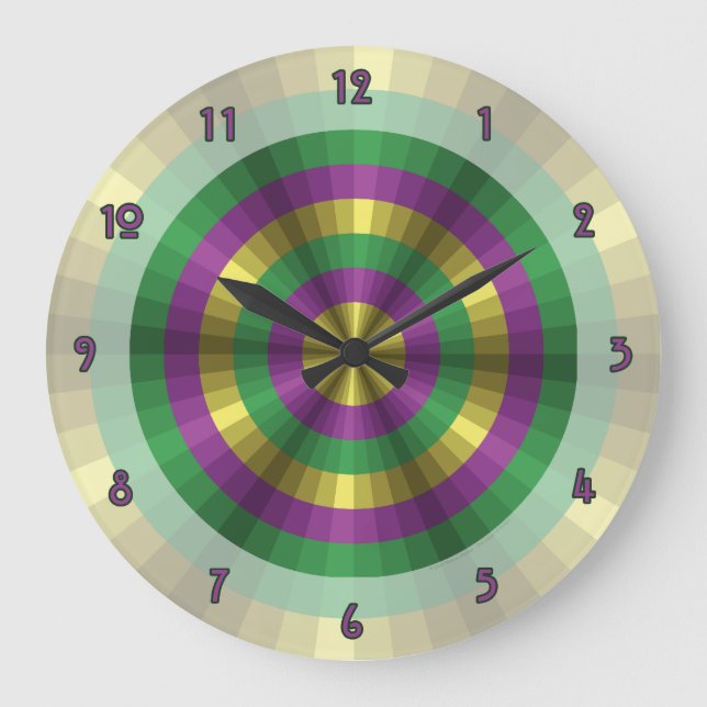 Mardi Gras Illusion Clock Große Wanduhr (Vorderseite)