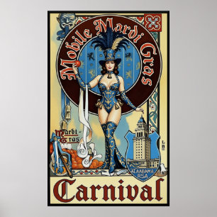Mardi Gras in Mobile Alabama Reiseposter Poster