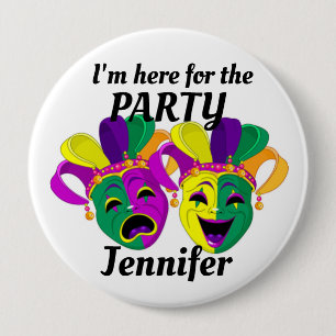 Mardi Gras Individuelle Name PARTY Button Mardigra