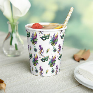 Mardi Gras Inspirierte Papiergruppen Pappbecher