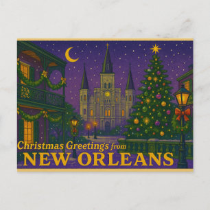 Mardi Gras inspirierte Weihnachts-Postkarte aus Ne Postkarte