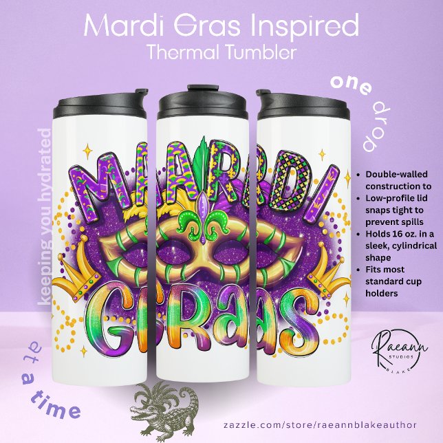 Mardi-Gras inspirierter thermischer Becher (Von Creator hochgeladen)