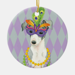Mardi Gras Italian Greyhound Keramik Ornament