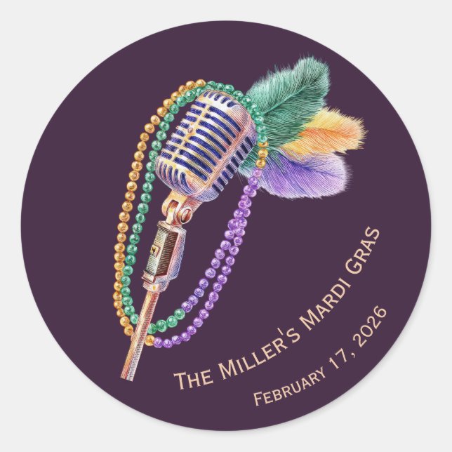 Mardi Gras Jazz Microphone Custom Stickers (Vorderseite)