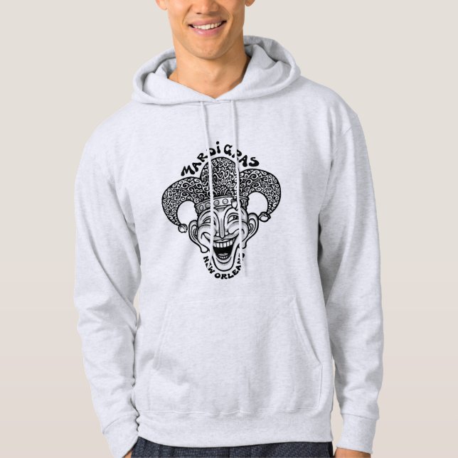 Mardi Gras Jester b/w Hoodie (Vorderseite)
