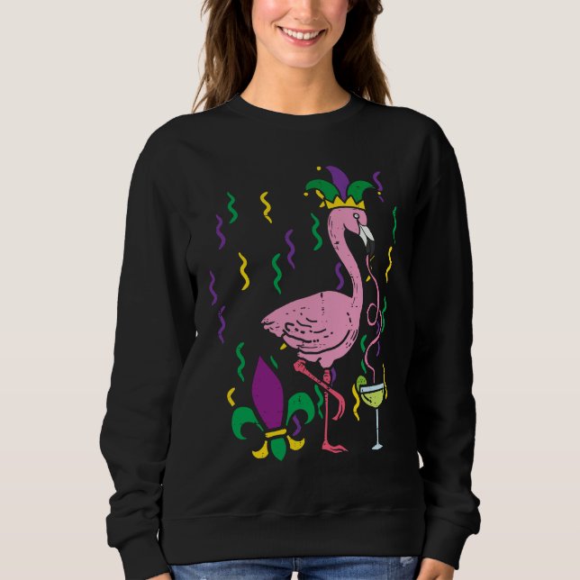 Mardi Gras Jester Flamingo  Carnival Bird Men Wome Sweatshirt (Vorderseite)