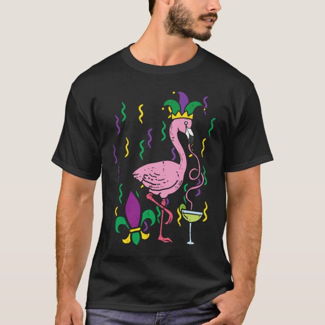 Mardi Gras Jester Flamingo  Carnival Bird Men Wome T-Shirt (Vorderseite)