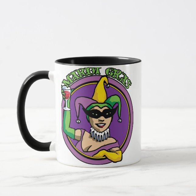Mardi Gras Jester Girl Tasse (Links)
