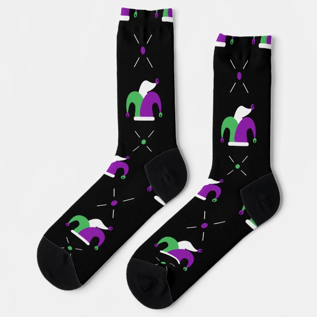 Mardi Gras Jester Hat Crew Socks Socken (Linkes Detail)