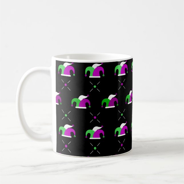 Mardi Gras Jester Hat Pattern Mug Kaffeetasse (Links)