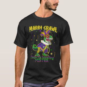 Mardi Gras Jester Kids Boys Gift Mardi Grawl Trex T-Shirt