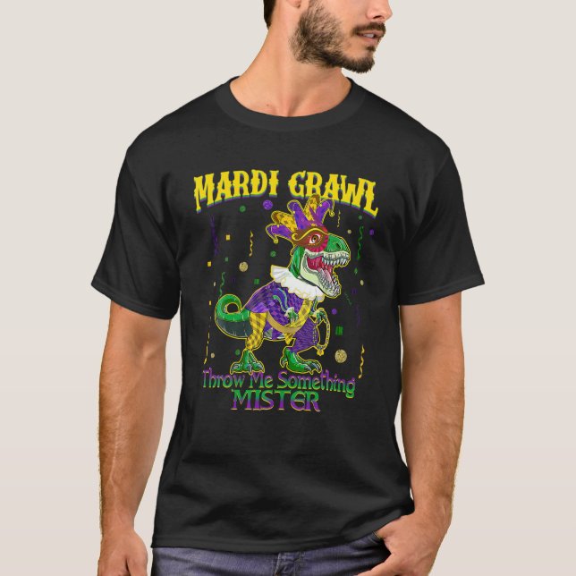 Mardi Gras Jester Kids Boys Gift Mardi Grawl Trex T-Shirt (Vorderseite)