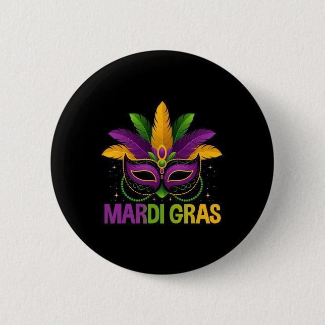 Mardi Gras Jester Maske Kostüme Kinder Mädchen Män Button (Vorderseite)