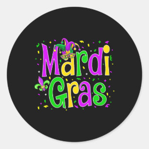 Mardi Gras Jester New Orleans Carnival Wome Runder Aufkleber