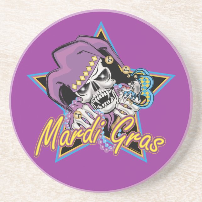 Mardi Gras Jester Skull Getränkeuntersetzer (Vorne)