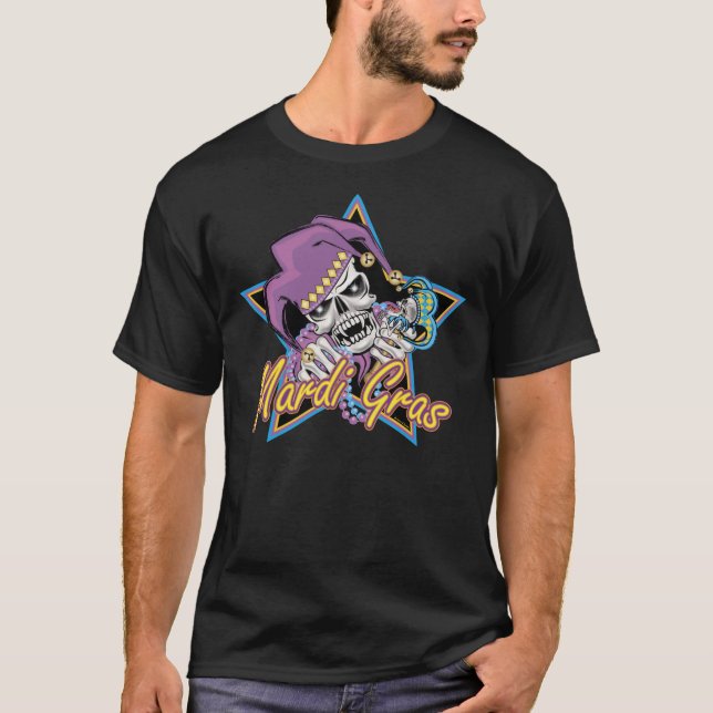 Mardi Gras Jester Skull T-Shirt (Vorderseite)