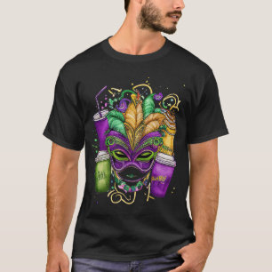 Mardi Gras Kaffee Cups und Maske Fett Dienstag Car T-Shirt
