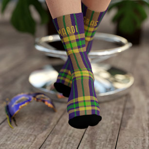 Mardi Gras Karierte Lila grüne Tartan-Socken Socken