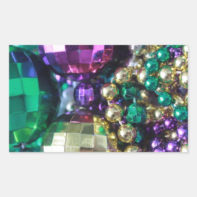 Mardi Gras Karneval Beads Maßgeschneiderte Decal S Rechteckiger Aufkleber (Vorderseite)