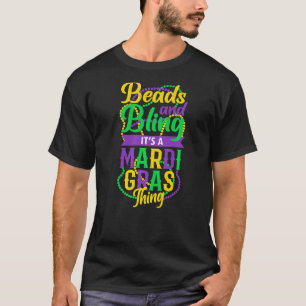 Mardi Gras Karneval Beads und Bling Funny Cajun Fe T-Shirt