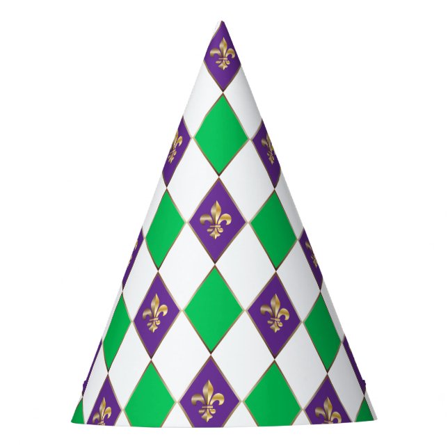 Mardi Gras Karneval Harlequin Lilie Diamond Partyhütchen (Vorderseite)