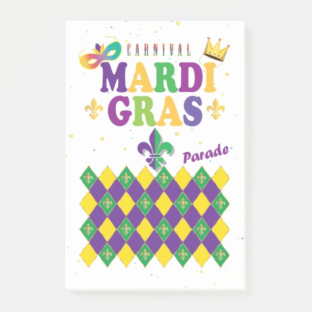 Mardi Gras Karneval Harlequin Lilie Diamond Post-it Klebezettel (Vorderseite)