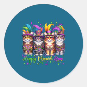 Mardi Gras Karneval Katzenmaske Runder Aufkleber