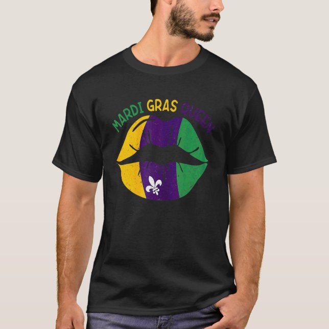 Mardi Gras Karneval Kostüm Lila Amp Gold Fleur T-Shirt (Vorderseite)