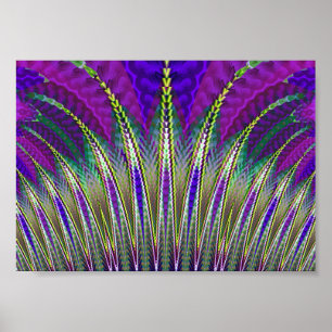 Mardi Gras Karneval Lila und Grüne Fraktal Poster