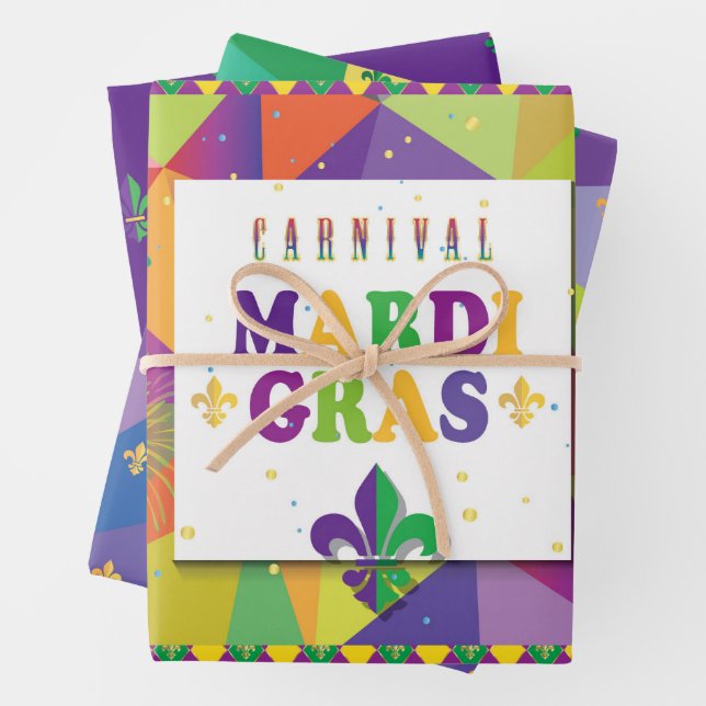 Mardi Gras Karneval Lilie Diamond Decor Geschenkpapier Set (Beispiel)