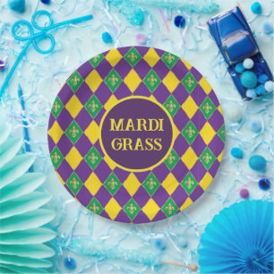 Mardi Gras Karneval Lilie Diamond Decor Pappteller