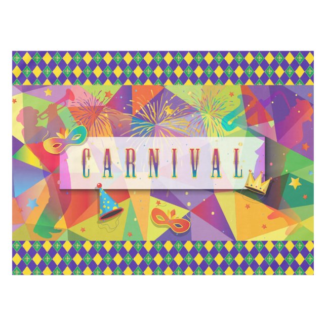 Mardi Gras Karneval Lilie Diamond Decor Tischdecke (Vorderseite (Horizontal))