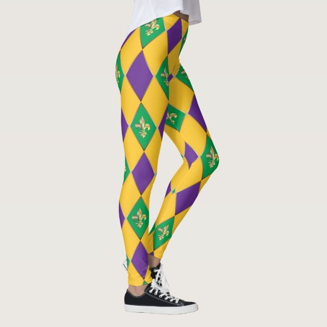 Mardi Gras Karneval Lilie Diamond Harlequin Leggings (Rechts)