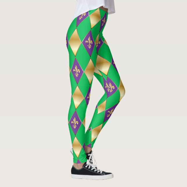 Mardi Gras Karneval Lilie Diamond Harlequin Leggings (Rechts)